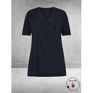 Plus Basics Wrap Top NAVY